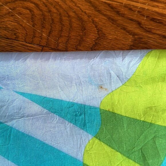 Vintage Vera Neumann 60s/70s green, lavender & turquoise polyester scarf - Picture 6 of 9